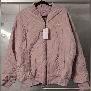 Nike Sportswear Reversible Varsity Bomber Jacket Diffuse Taupe Women’s NWT